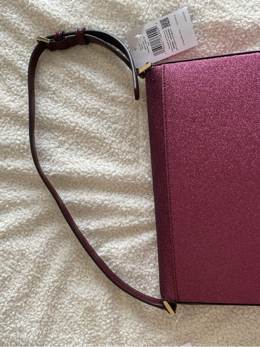 Kate Spade New York Glitter Shoulder Bag Deep Berry Tinsel NWT - Picture 9 of 9